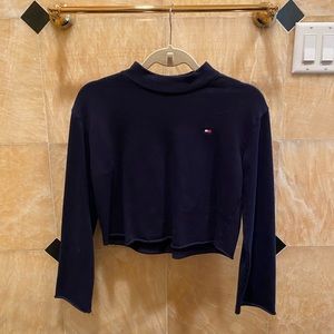 Tommy Hilfiger navy mock- neck pullover sweatshirt